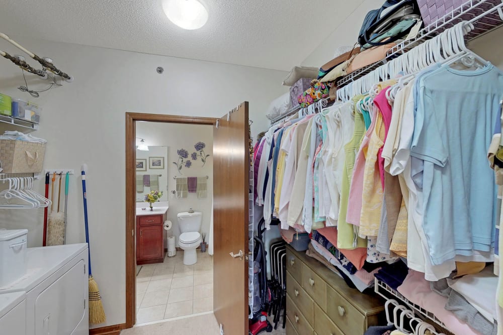 Spacious walk-in closet at Oaks Glen Lake in Minnetonka, Minnesota