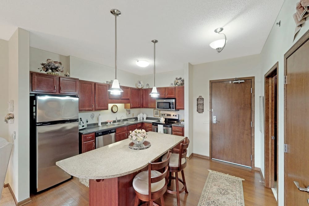 Fully equipped kitchen at Oaks Glen Lake in Minnetonka, Minnesota