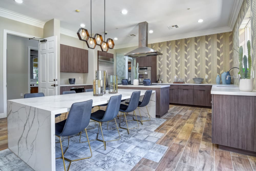 Community kitchen for entertaining in the resident clubhouse at Sofi Shadowridge in Vista, California