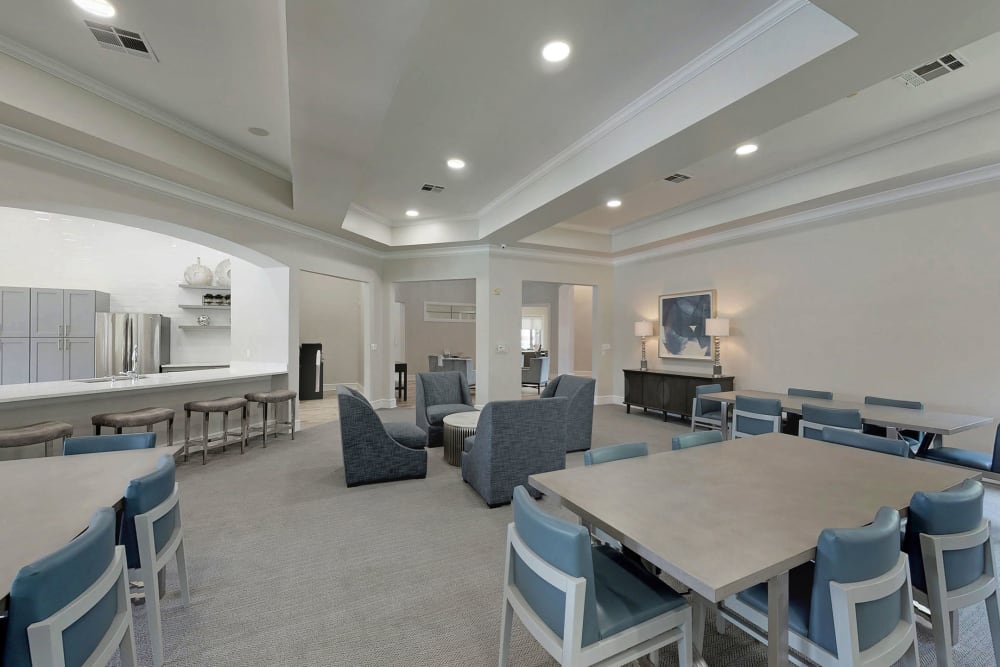 Clubhouse dining area at Oaks Riverchase in Coppell, Texas