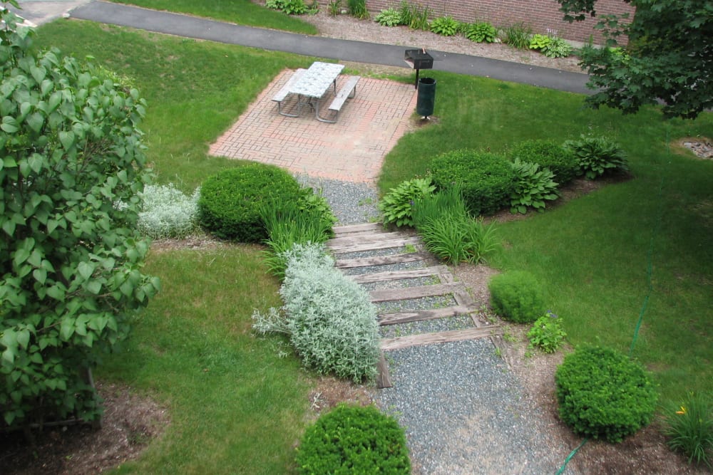 Lush landscaping at Fox Park Apartments in Plymouth, New Hampshire