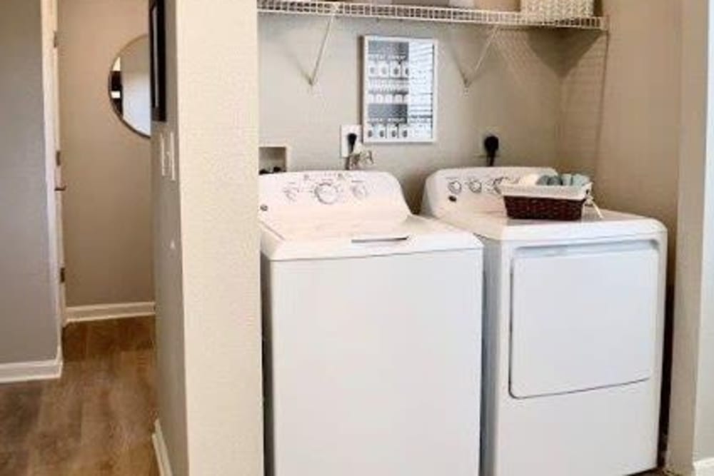 A full-size washer and dryer at Villas at Greenview West in Great Mills, Maryland