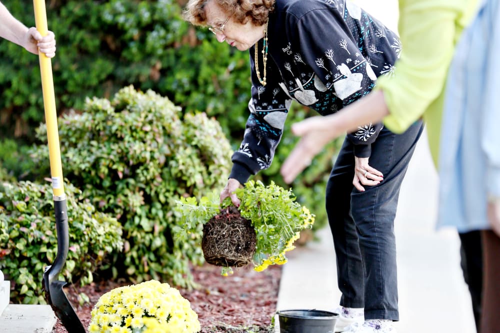 A resident in the garden at Providence Assisted Living in Searcy, Arkansas. 