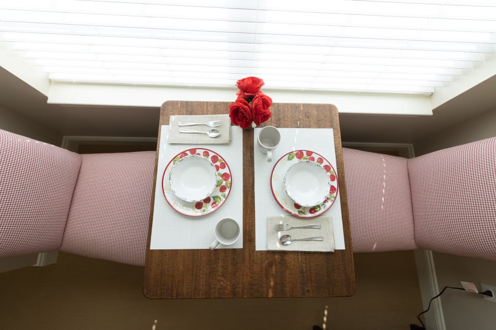 A table setting for two at Harmony at State College in State College, Pennsylvania