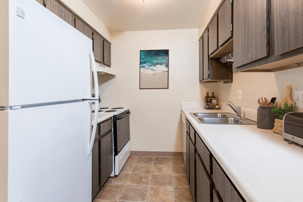 Spacious kitchen at Crossroads Apartments & Townhomes in Spencerport, New York