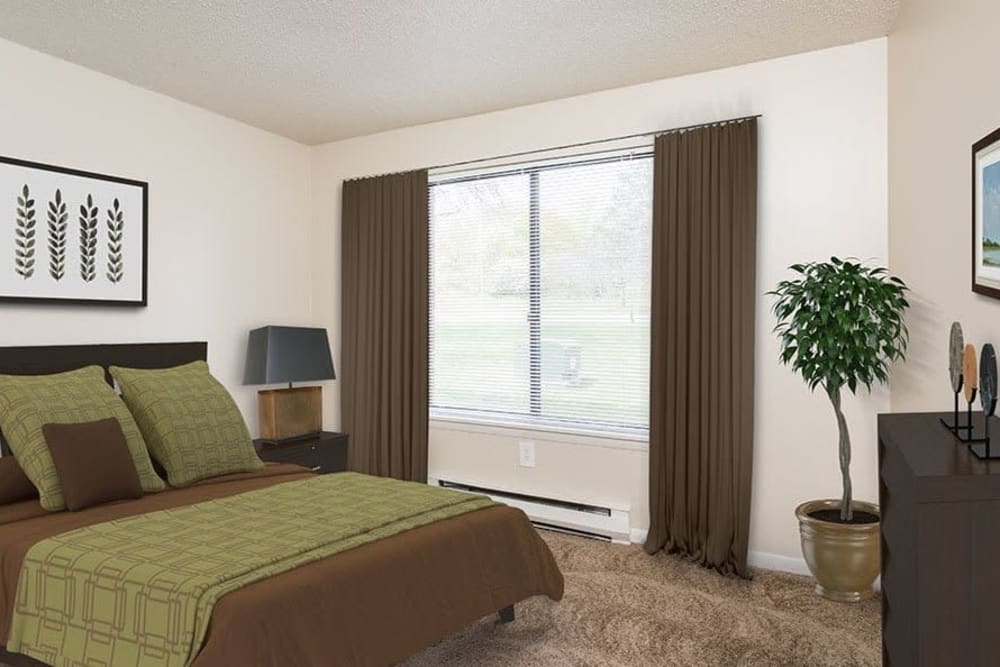 Bedroom with a view at Crossroads Apartments & Townhomes in Spencerport, New York
