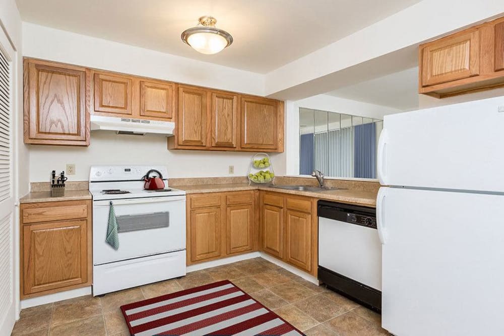Bright, spacious kitchen at Emerald Springs Apartments in Painted Post, New York