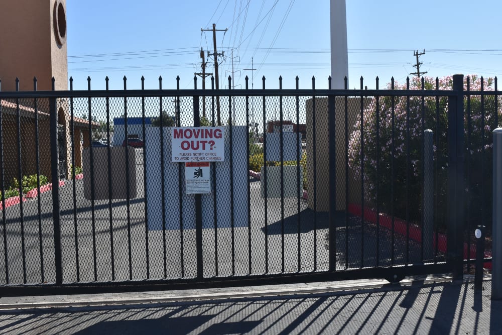 Gated entry to AAA Alliance Self Storage in Tempe, Arizona