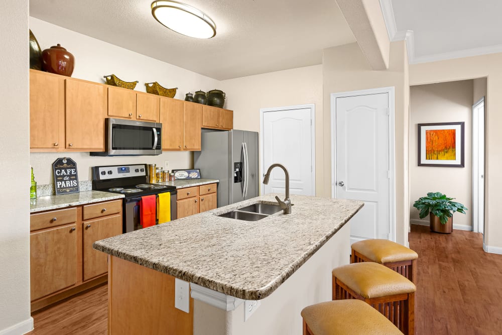 Kitchen and kitchen island at Onion Creek