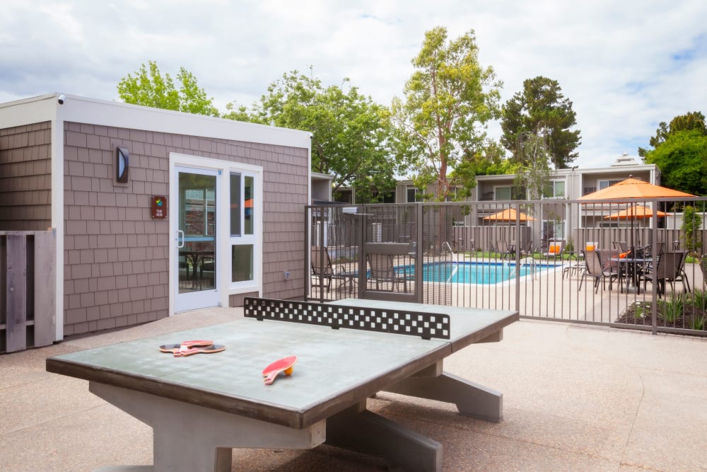 Outdoor ping pong table at Halford Gardens Apartments in Santa Clara, California