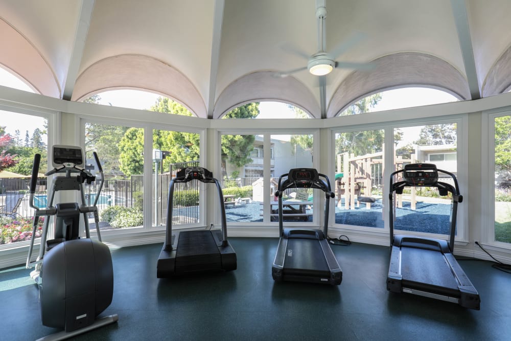 Fitness center at Halford Gardens Apartments in Santa Clara, California