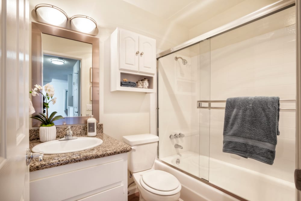 Bathroom at Newport Apartments in Campbell, California