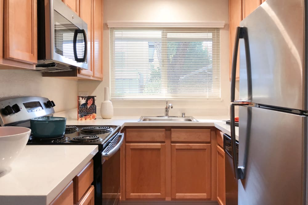 Bright kitchen at Parkwood Apartments in Sunnyvale, California