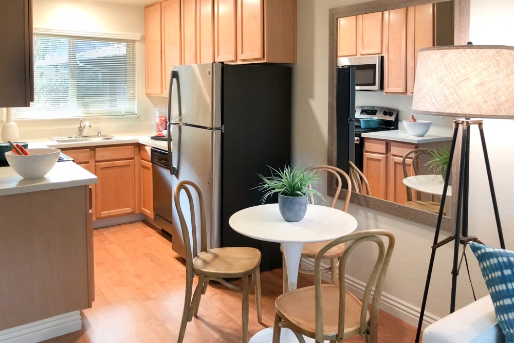 Kitchen amenities at Parkwood Apartments in Sunnyvale, California