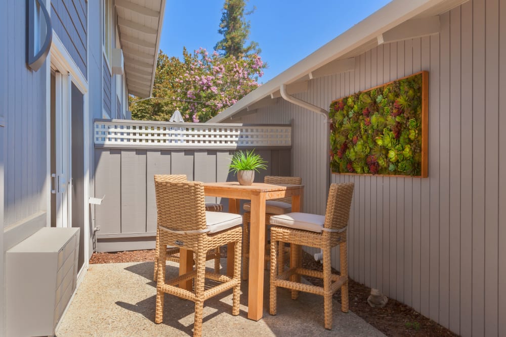 Private patio at Parkwood Apartments in Sunnyvale, California
