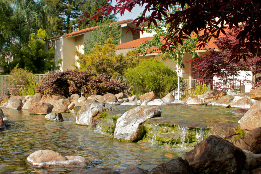 Water feature at Spring Creek Apartments in Santa Clara, California