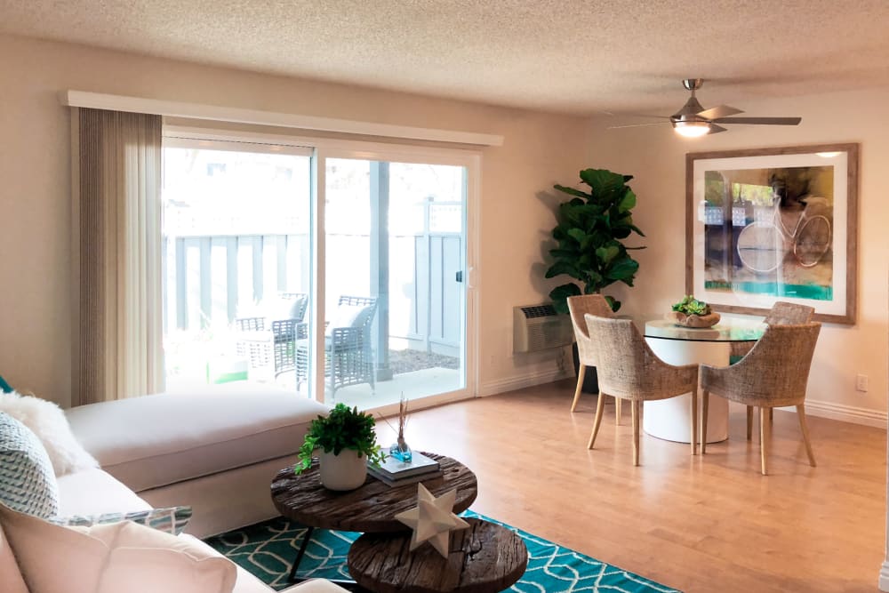 Living room at Village Green Apartments in Cupertino, California