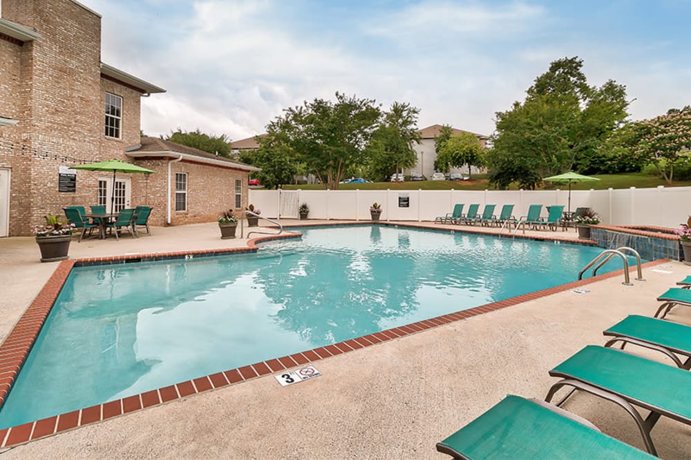 Sparkling, resort-style swimming pool at Main Street Apartments in Huntsville, Alabama