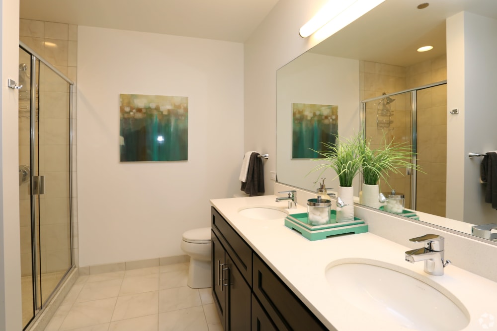 Model bathroom of The Residences at NEWCITY in Chicago, Illinois