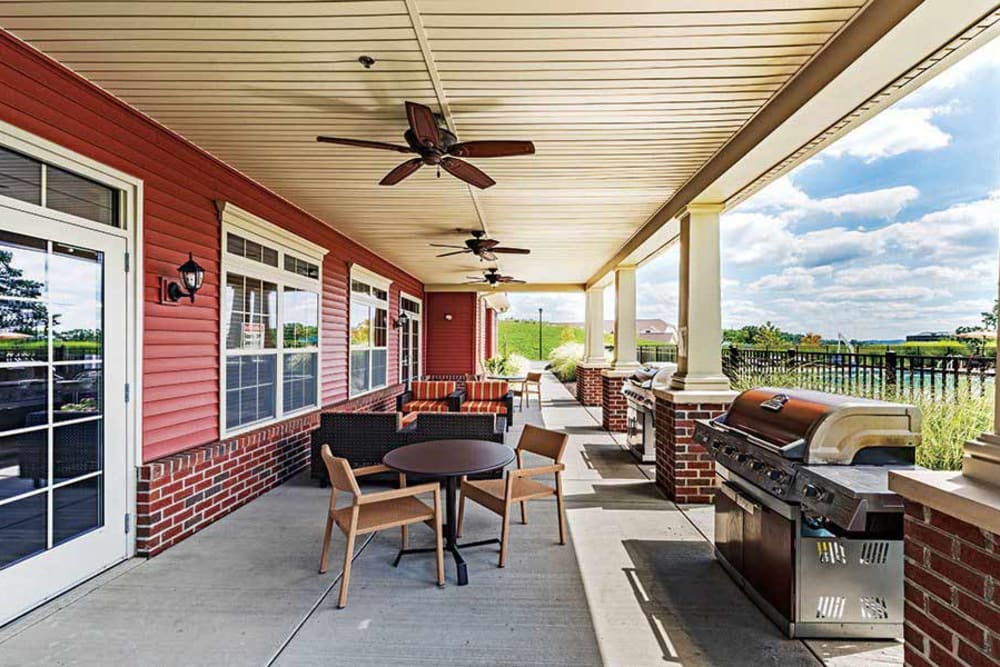 Outdoor BBQ lounge at Reserve at Southpointe in Canonsburg, Pennsylvania