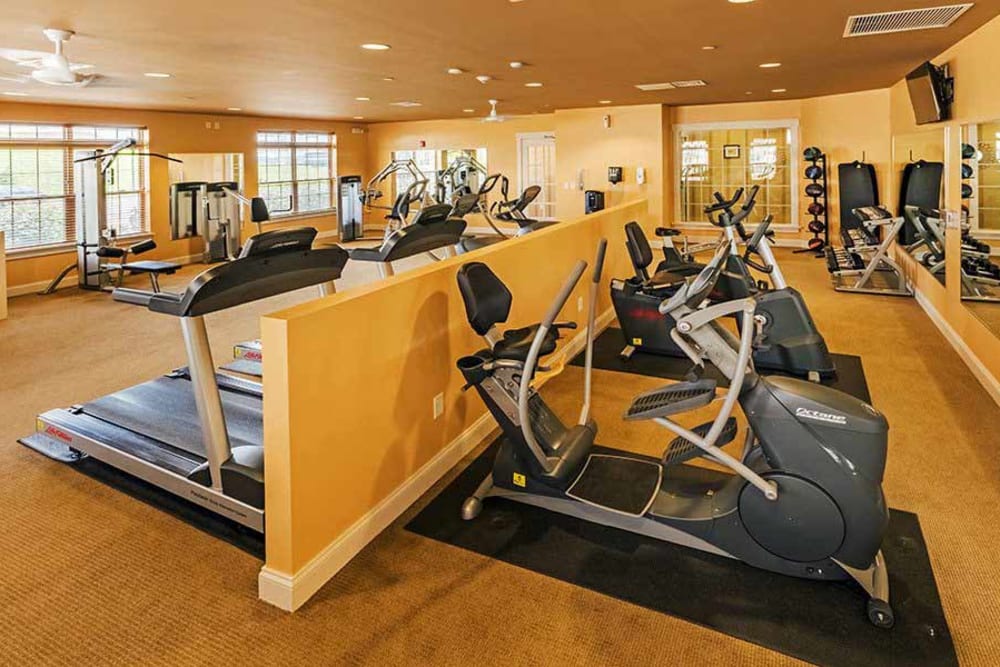 Fully equipped fitness center at Reserve at Southpointe in Canonsburg, Pennsylvania