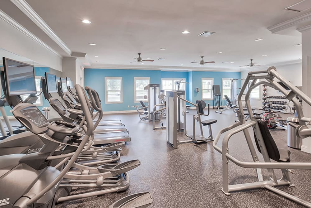 Spacious fitness center at Rochester Village Apartments at Park Place in Cranberry Township, Pennsylvania