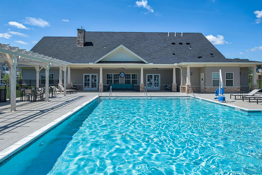 Sparkling swimming pool at Rochester Village Apartments at Park Place in Cranberry Township, Pennsylvania