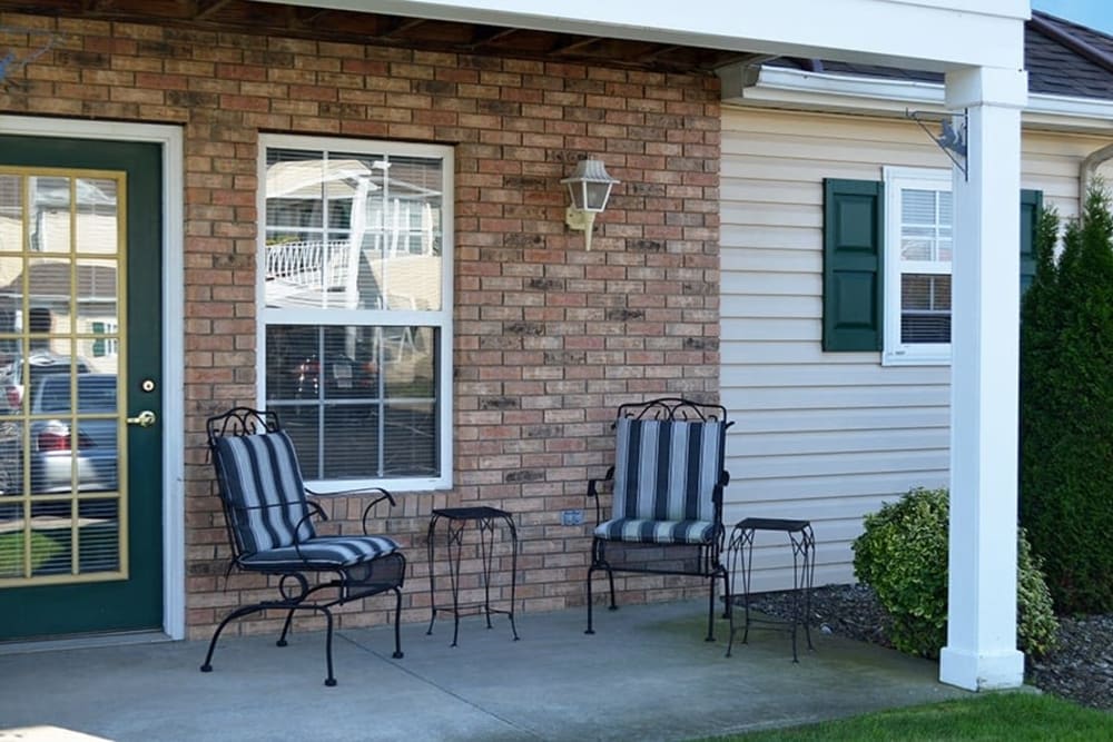 Private patio at Westview Commons Apartments in Rochester, New York
