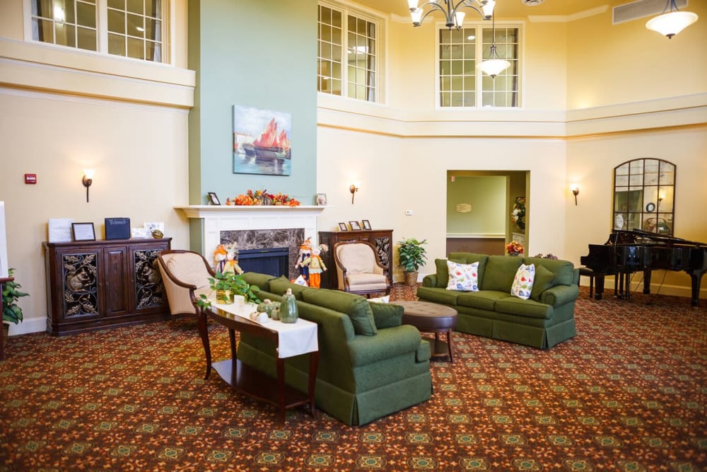 A lobby view at Harmony at Falls Run in Fredericksburg, Virginia