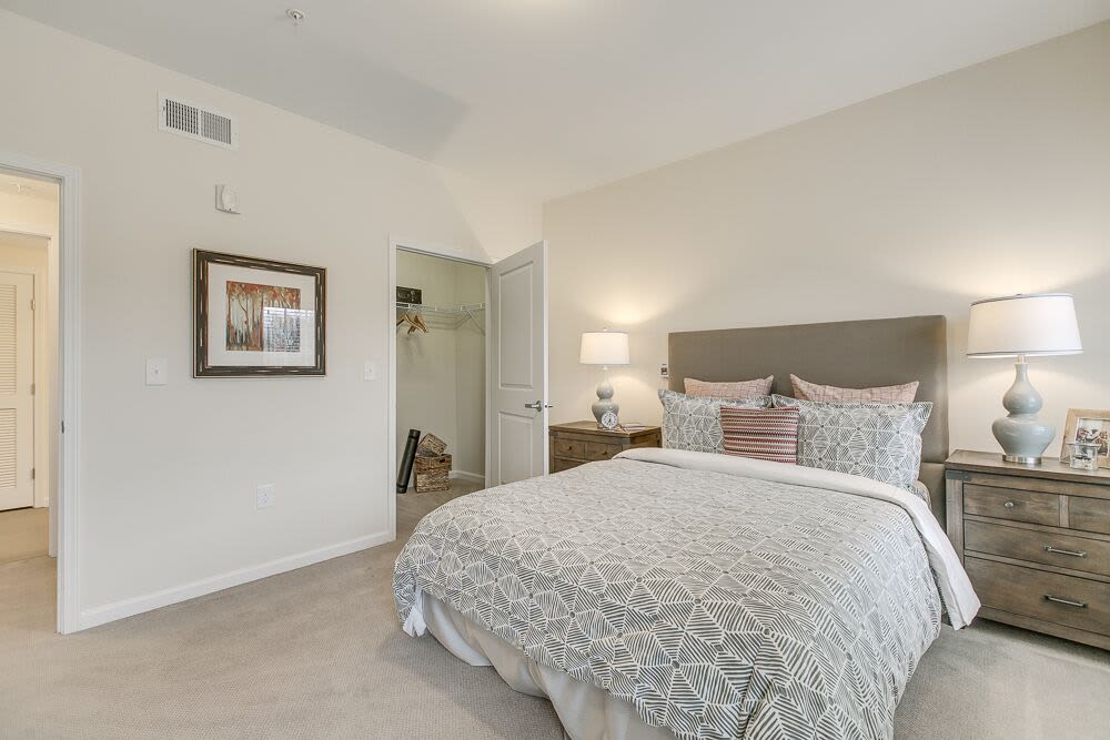 A well decorated bedroom at Harmony at Victory Station in Murfreesboro, Tennessee
