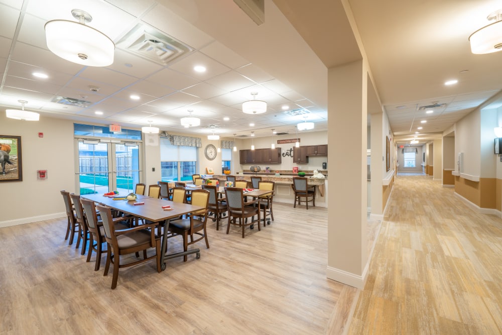 Dining area at Harmony at White Oaks in Bridgeport, West Virginia