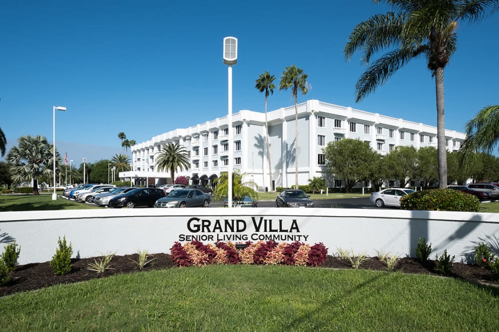 Memorial sign at Grand Villa of Fort Myers in Florida