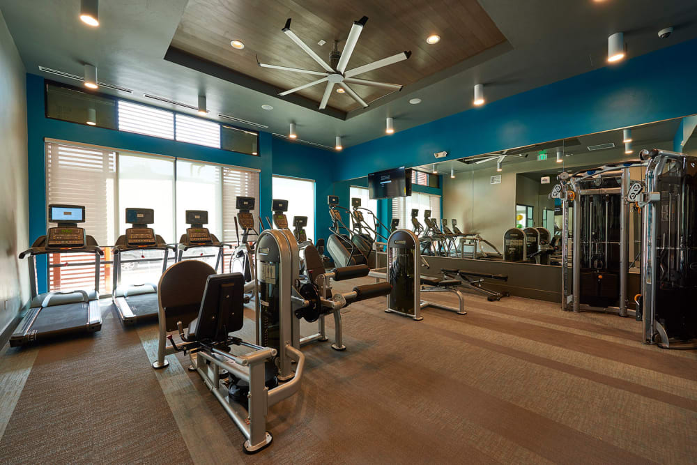 Modern fitness center at Encore Evans Station in Denver, Colorado