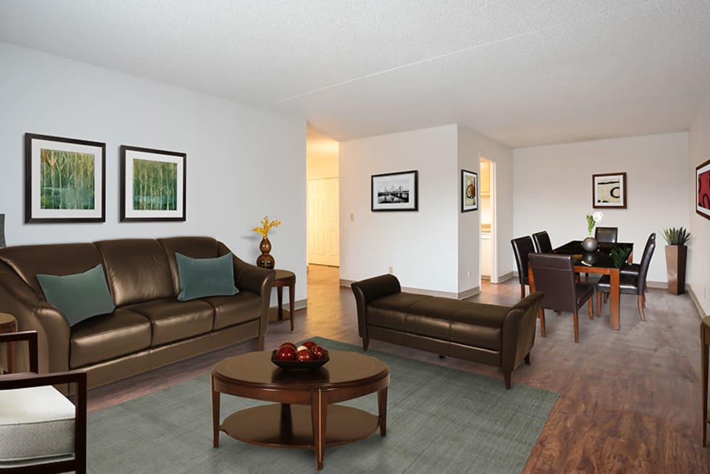 Spacious living room at Park Guilderland Apartments in Guilderland Center, New York