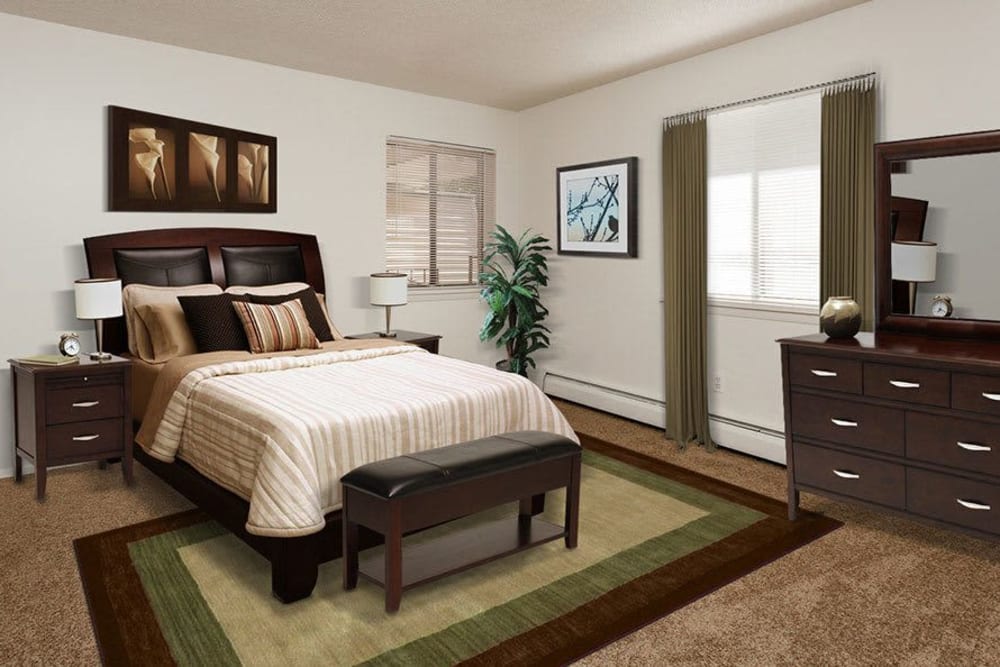 Master bedroom at Parkway Manor Apartments in Irondequoit, New York