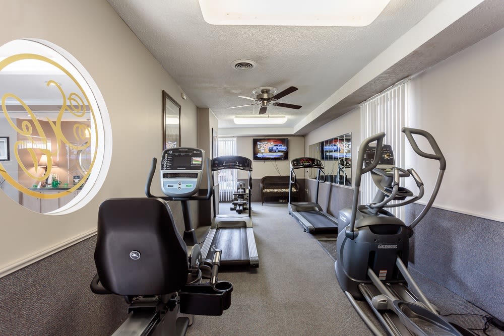 Fitness center at Steeplechase Apartments in Camillus, New York