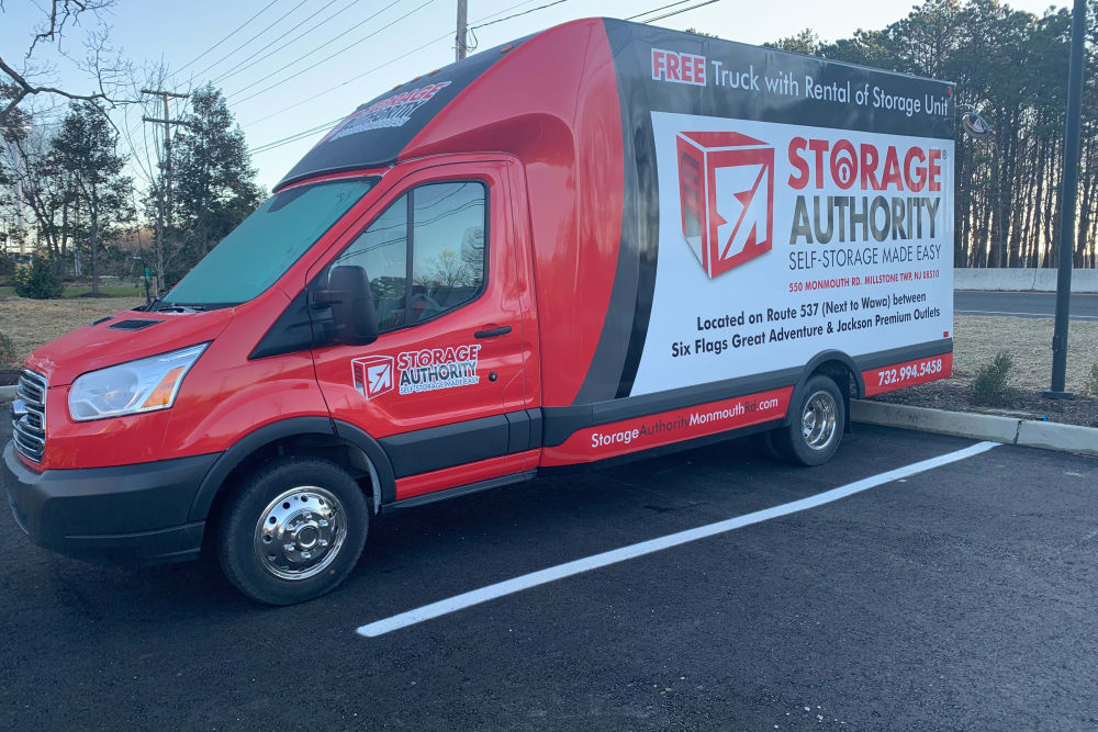 Storage van at Storage Authority Monmouth Rd in Millstone Township, New Jersey. 