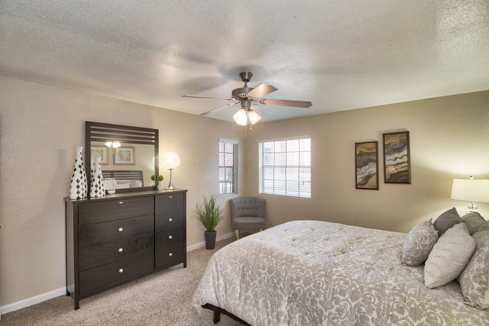 Beautiful Bedroom at Promontory Point Apartments in Austin, Texas