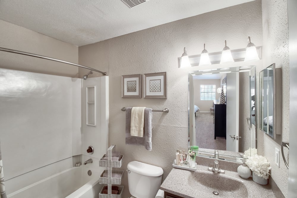 Beautiful Bathroom at Promontory Point Apartments in Austin, Texas