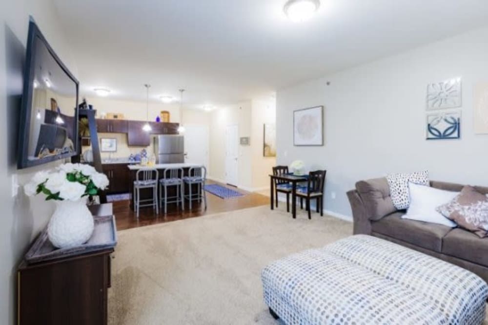 Bright living room at Torrente Apartment Homes in Upper St Clair, Pennsylvania
