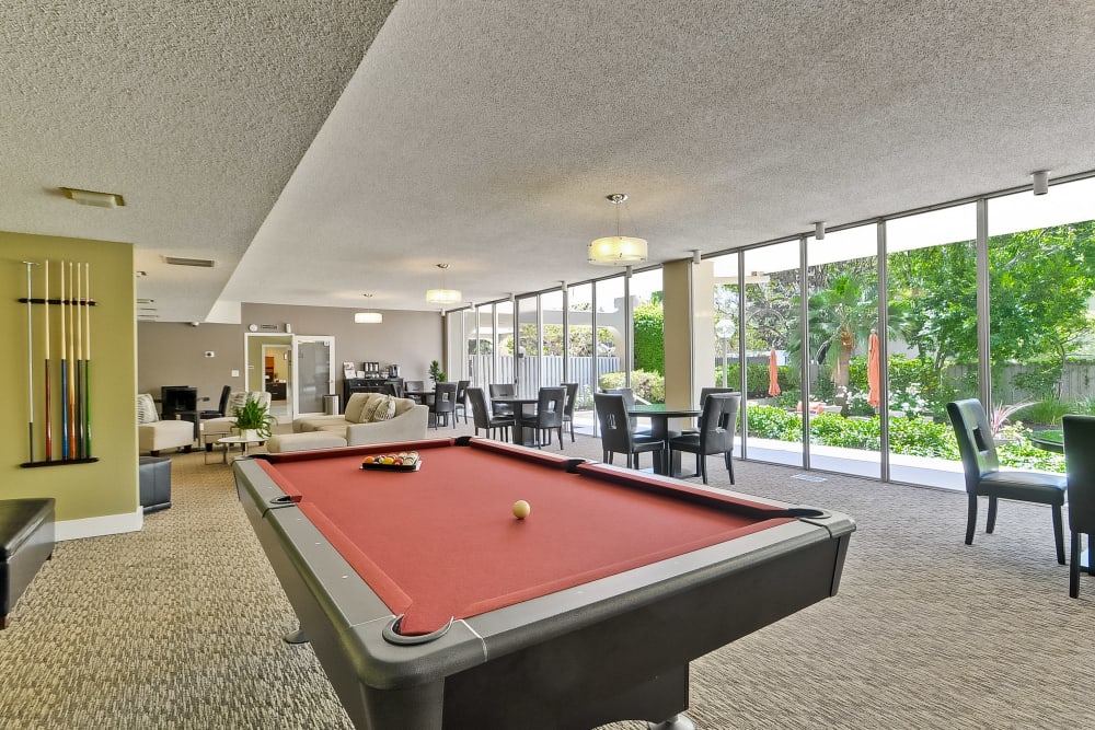 The clubhouse pool table at The Marc, Palo Alto in Palo Alto, California