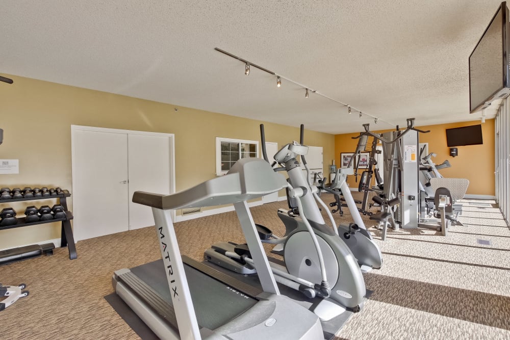 Some tread mills in the workout room at The Marc, Palo Alto in Palo Alto, California