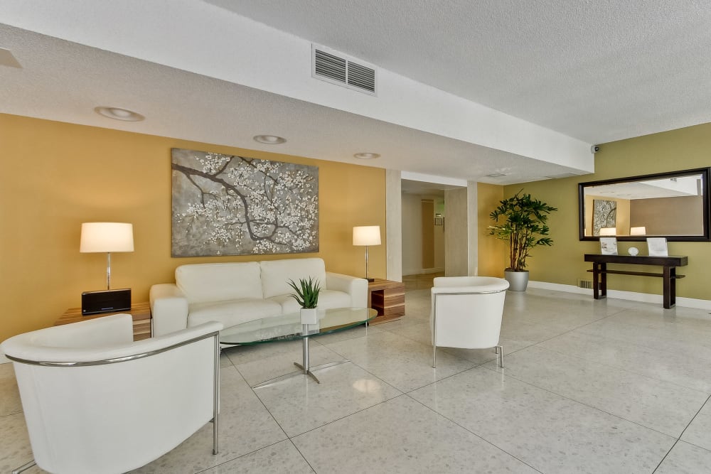 The lobby area at The Marc, Palo Alto in Palo Alto, California