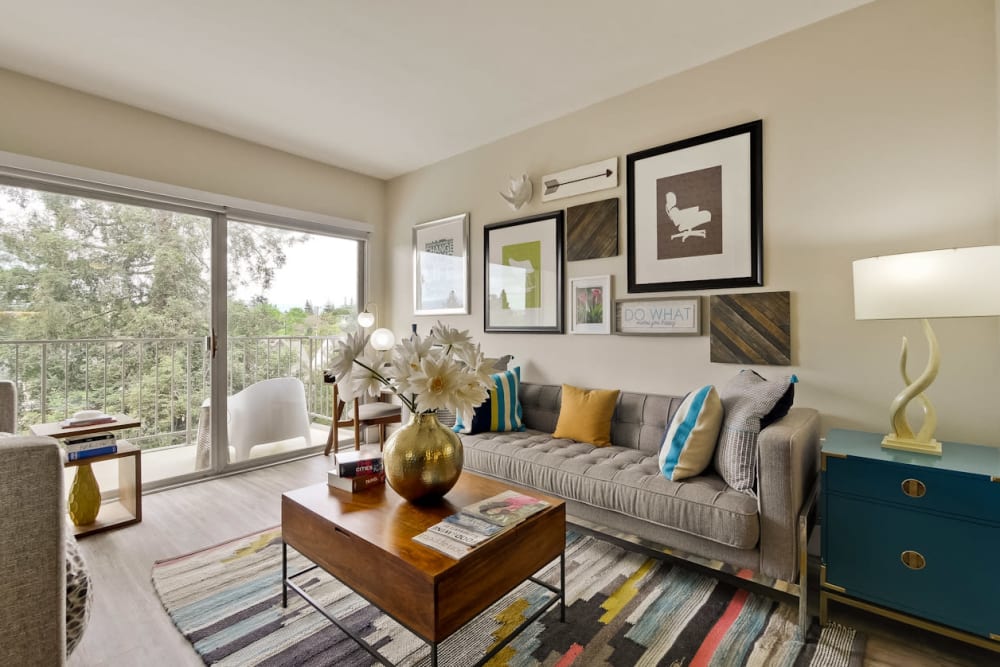 Comfortably decorated model studio apartment at Mia in Palo Alto, California