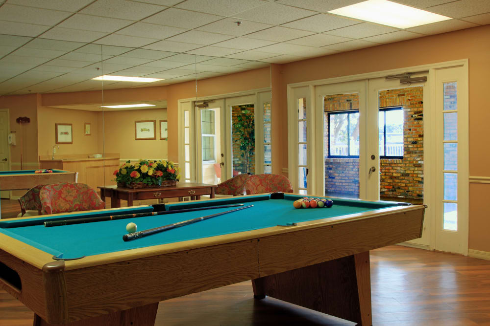 Billiards table at Bayside Terrace in Pinellas Park, Florida