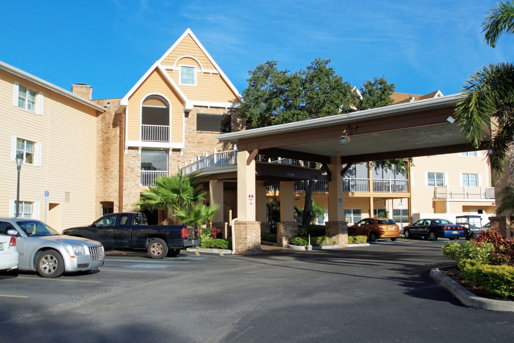 The driveway to the entrance at Bayside Terrace in Pinellas Park, Florida