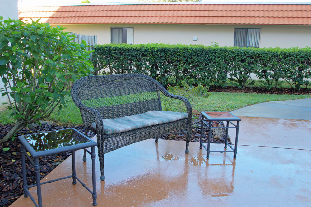 A bench outside at Bradenton Oaks in Bradenton, Florida
