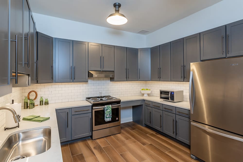 Beautiful community kitchen at Woodland Acres Townhomes in Liverpool, New York