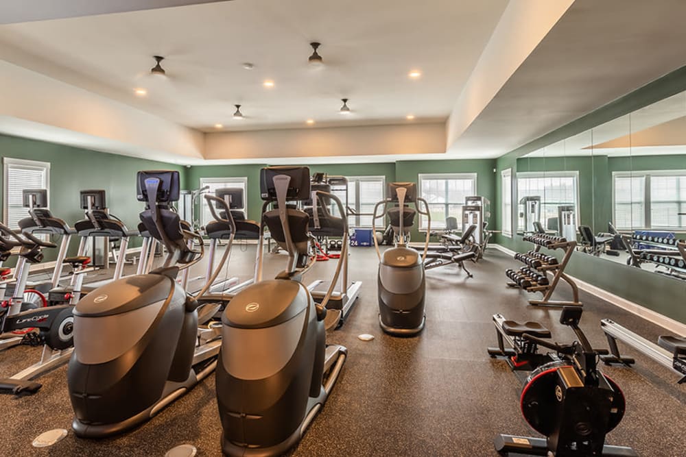 State-of-the-art fitness center at Woodland Acres Townhomes in Liverpool, New York