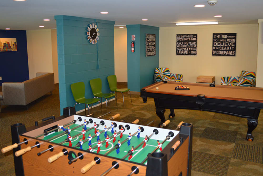 Game room at Riverton Knolls in West Henrietta, New York